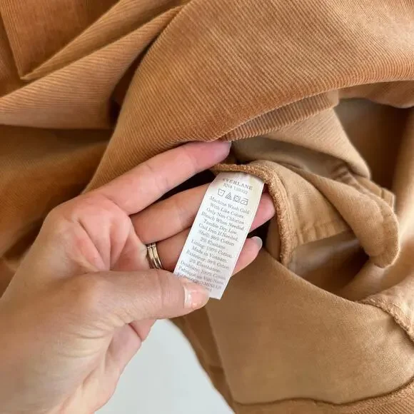 Everlane The Corduroy 3/4 Sleeve Mini Dress Camel Tan XS - Picture 8 of 10